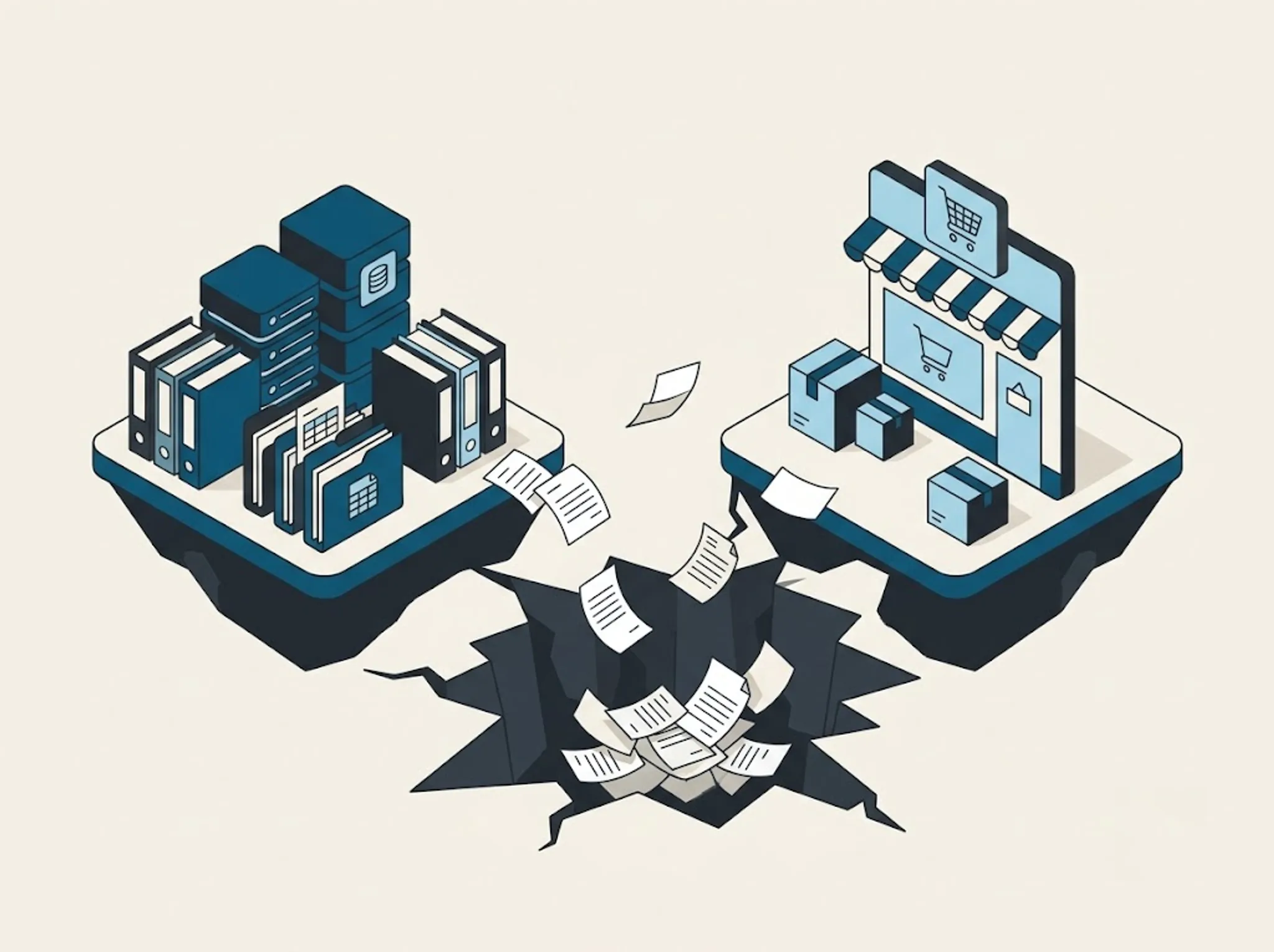 Two disconnected systems with manual workarounds falling into the gap between them